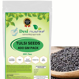 DESI NUSHKE Tulsi Seeds | 400 GM | Holy Basil Seeds | Farm fresh seeds | Rich in Antioxidants | Helps in Weight loss | 14.10 Oz