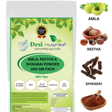 DESI NUSHKE Amla, Reetha, Shikakai Combo Powder | 300 GM | Natural Cleansing & Strengthening | Maintains Scalp Health | 100% Natural & Herbal | No Sulphates, Parabens or Chemicals | Safe for long-term use | 10.58 Oz