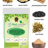 Desi Nushke Salam Panja, Musli Safed, Ashwagandha,Kaunch and Shatavari powder | 200 GM | Naturally Improves Stamina, Performance Booster For Men