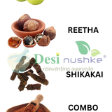 DESI NUSHKE Amla, Reetha, Shikakai Combo Powder | 300 GM | Natural Cleansing & Strengthening | Maintains Scalp Health | 100% Natural & Herbal | No Sulphates, Parabens or Chemicals | Safe for long-term use | 10.58 Oz