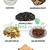 DESI NUSHKE Gokhru, Akarkara Root Irani, Kaunch Beej, Salam Panja & Salab Mishri Powder Combo | 400 GM | Immunity, Power, Testosterone & Stamina Booster for Men | 14.10 Oz
