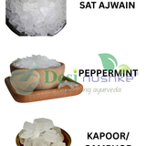 DESI NUSHKE Sat Ajwain, Peppermint & Kapoor Crystal (50 GM Each) Combo | 150 GM | Thymol (Ajwain ki Phool), Menthol & Camphor Crystal | Total Weight 150gm | 100% Pure & Natural | Aromatherapeutic I Plant-Derived | 5.29 Oz
